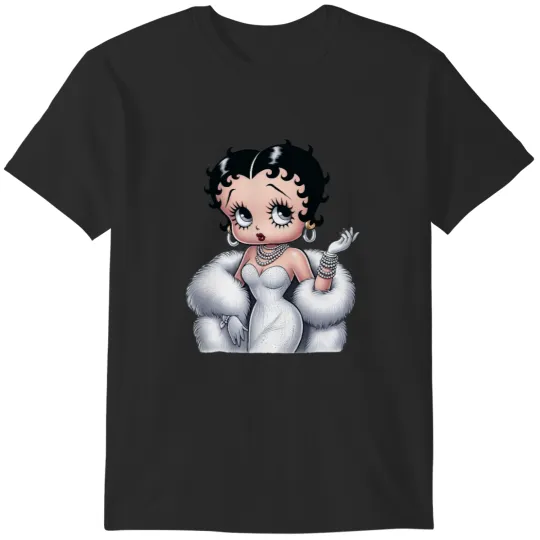 Discover Elegant Betty Boop in White Dress Fitted Scoop T-Shirts
