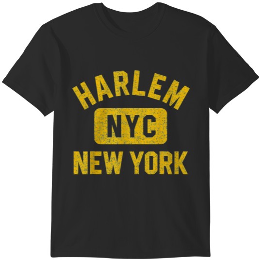 Discover Harlem NYC Gym Style Distressed Amber Print T-Shirts