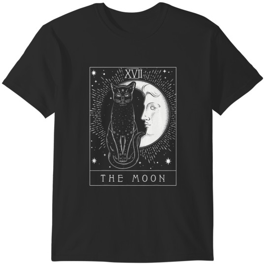 Discover Tarot Card Crescent Moon And Cat Graphic T-Shirts