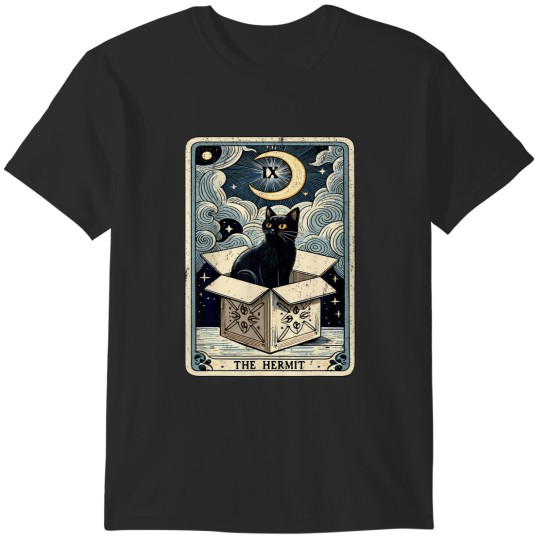 Discover The Hermit Tarot Card Cat In Box Mystic Funny Cat T-Shirts