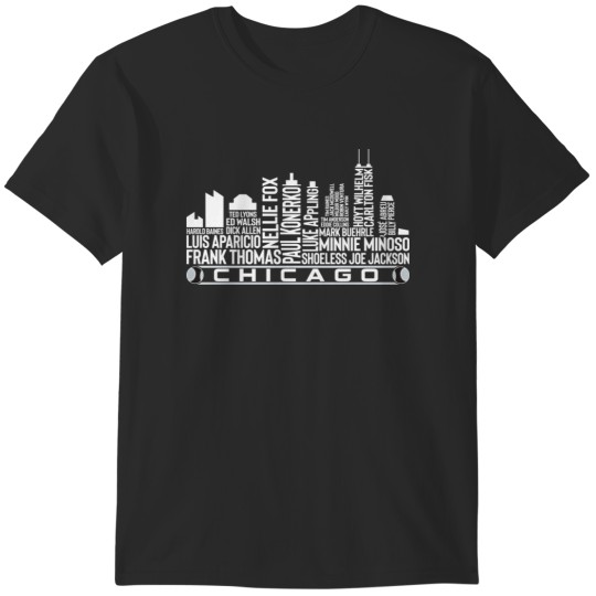 Discover Chicago Baseball Team All Time Legends Chicago City Skyline T-Shirts