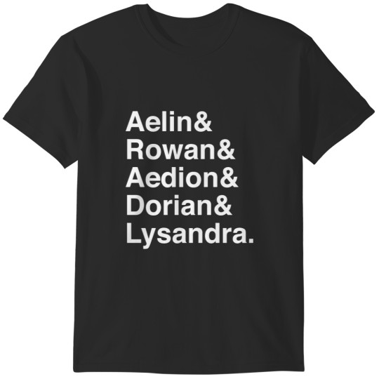 Discover Throne of Glass Character T-Shirt - Aelin, Rowan, Aedion, Dorian, Lysandra