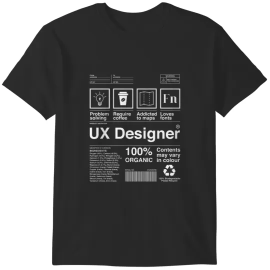 Discover UX Designer Product Package Carton Ingredients T-Shirts