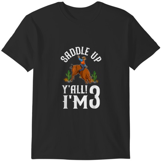 Discover 3rd Birthday Cowboy Boys Birthday Party 3 Year Old Kids 8125 T-Shirts