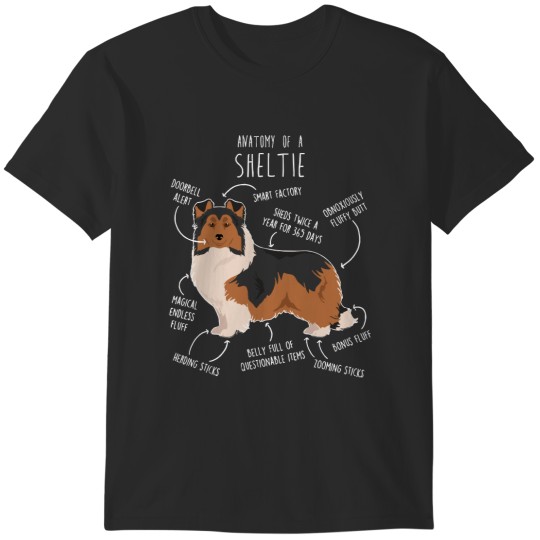 Discover Sheltie Sheltie Shetland Sheepdog Anatomy (1) T-Shirts