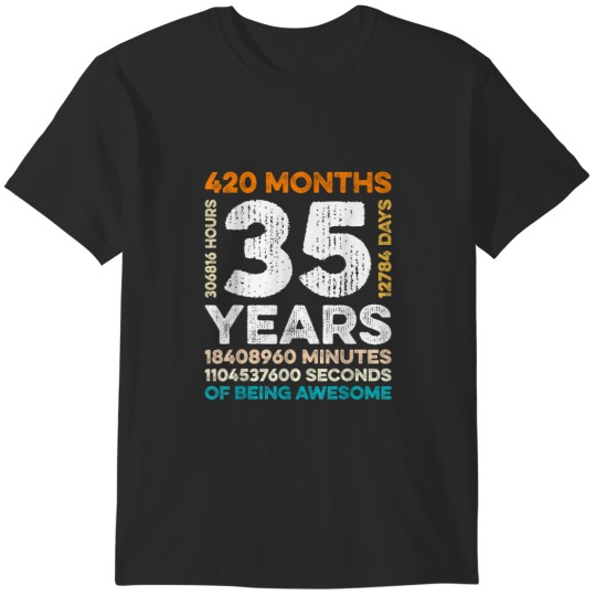 Discover 35 Years Old 420 Months Of Being Awesome 35th Birthday T-Shirts