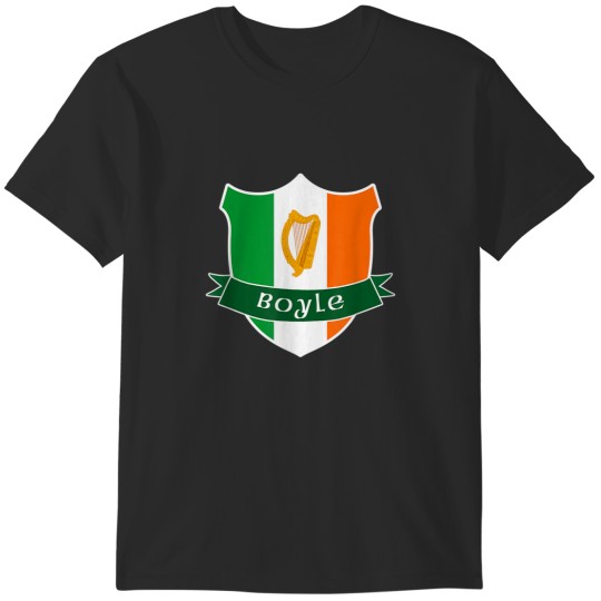 Discover Boyle Irish Name Ireland Flag Harp Family T-Shirts