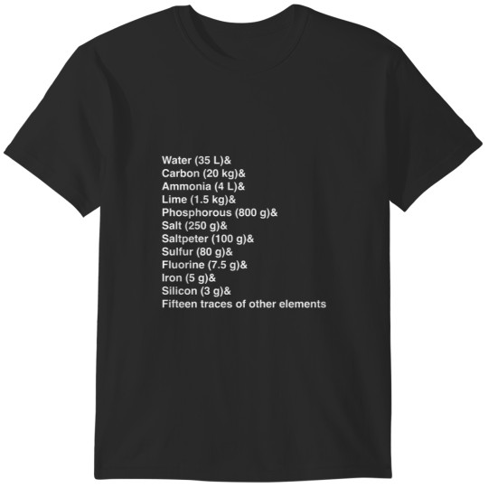 Discover Fullmetal Alchemist- Ingredients For A Human (WHITE TEXT) T-Shirts