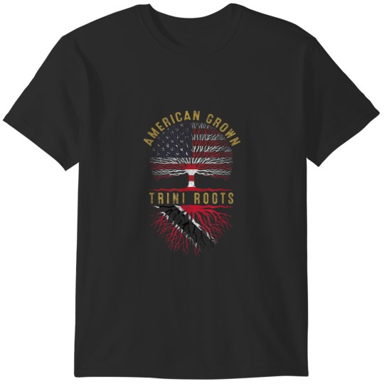 Discover Distressed Tree USA Flag American Grown Trini Roots T-Shirts