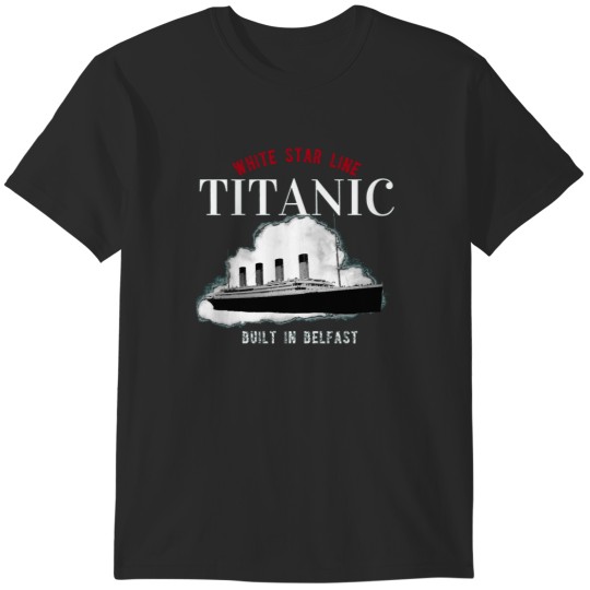 Discover White Star Line Titanic 1912 Built In Belfast on black Active T-Shirts