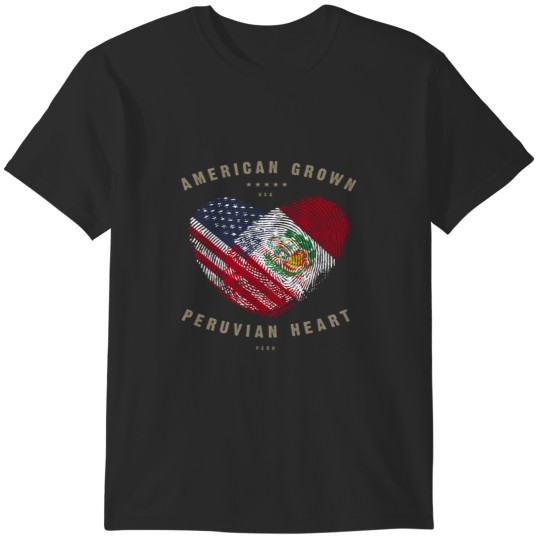 Discover American Grown Peruvian Heart Love Peru Flag T-Shirts