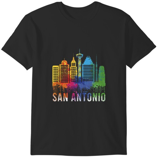Discover San Antonio Watercolor Skyline Souvenir SA San Antonio Texas T-Shirts