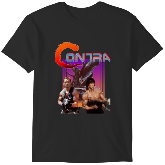 Discover Contra Movie Game Arnold Schwarzenegger Vs Sylvester Stallone T-Shirts
