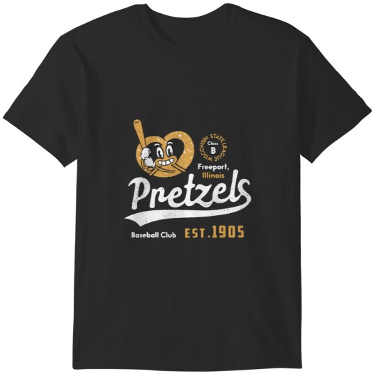 Discover Freeport Pretzels Illinois Vintage Defunct Baseball Unisex T-Shirts