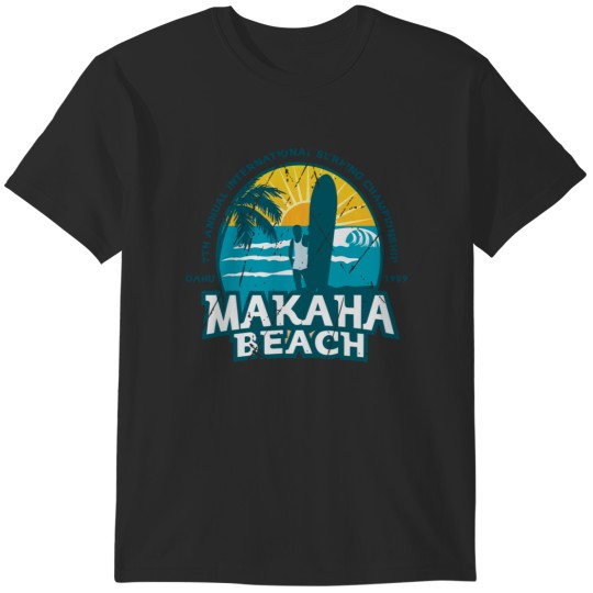 Discover HI-50 Vintage Makaha Beach Surfing Championship T-Shirts