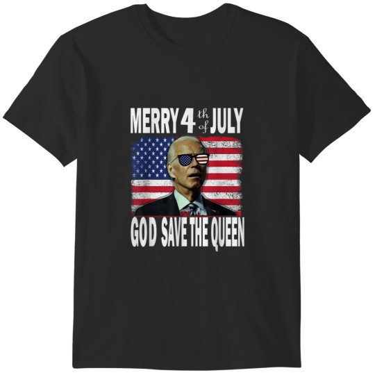 Discover Funny Joe Biden Merry 4th July Confused God Save The Queen T-Shirts