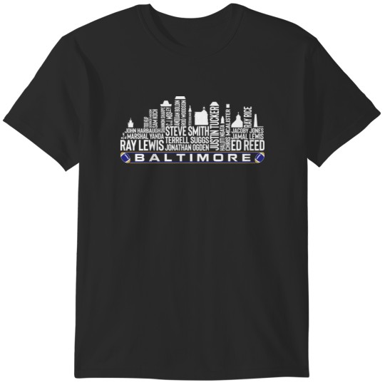 Discover Baltimore Football Team All Time Legends Baltimore City Skyline 1 T-Shirts