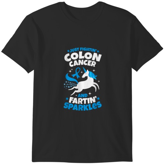 Discover Funny Colon Cancer Fighter Fighting Unicorn Quote Gift Idea T-Shirts
