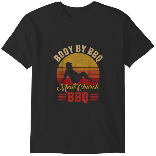 Discover Mens Body By BBQ Vintage Meat Church Grilling Barbecue T-Shirts