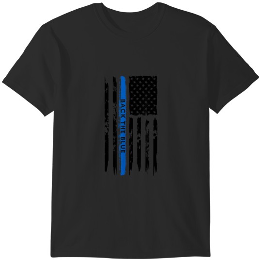 Discover Back the Blue Thin Blue Line Distressed USA Flag T-Shirts