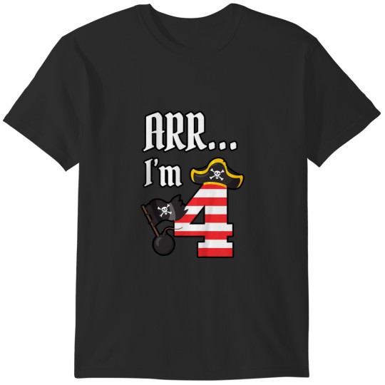 Discover Kids ARR Im 4 Pirate Birthday Shirt Pirate Tee T-Shirts