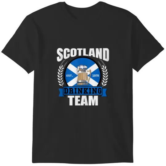 Discover Scotland Drinking Team Funny Scottish Flag Beer Saltire Gift T-Shirts