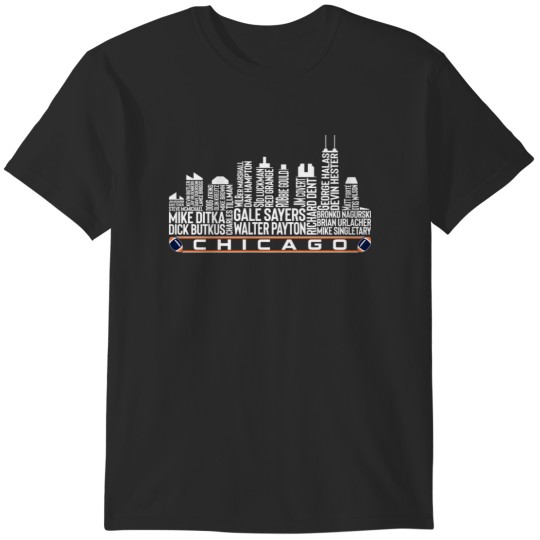 Discover Chicago Football Team All Time Legends Chicago City Skyline T-Shirts
