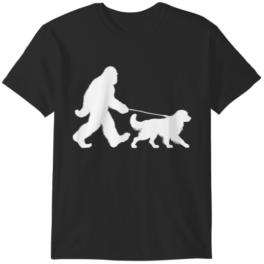 Discover Bigfoot Walking A Dog Funny Golden Retriever Lovers Dog Dad gifts  T-Shirts