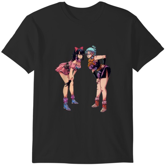 Discover Bulma And Chichi, dragon ball, saiyan, super saiyan, piccolo, dragon ball z, dragon ball super, cart (4) T-Shirts
