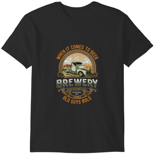 Discover Old Rule Funny Beer Guys Birthday Gift Old Man Rules T-Shirts