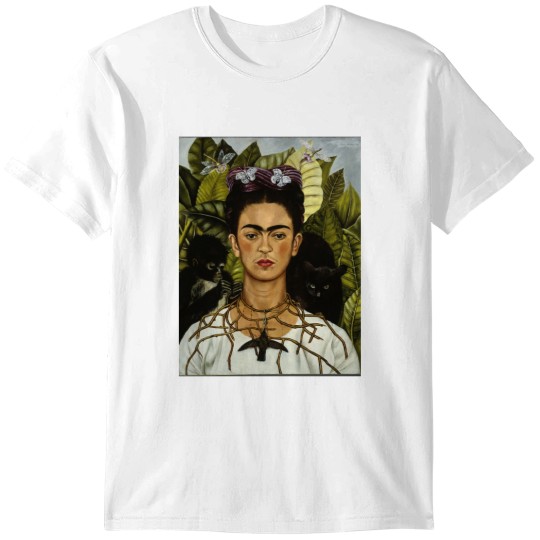 Discover Frida Kahlo's self portrait with monkey and cat T-Shirts