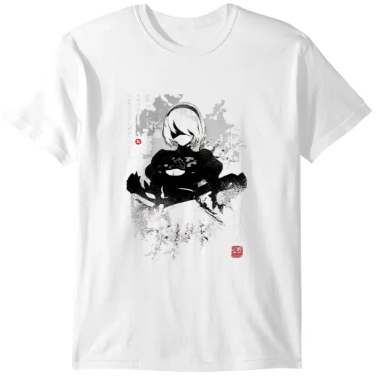 Discover NieR Automata 2B Japan Ink AO DEN Gift Halloween Day, Thanksgiving, Christmas Day T-Shirts