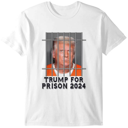 Discover Trump Not Guilty Mugshot Macacão Laranja Paródia Atrás das Grades Camisetas