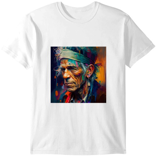 Discover Keith Richards  Portrait Colorful Oil Painting T-Shirts