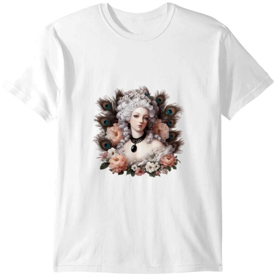 Discover Marie-Antoinette Rose Rococo and Peacock Feathers T-Shirts