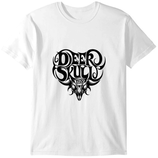 Discover Deer Skull Band Merch Black Logo Lettering T-Shirts