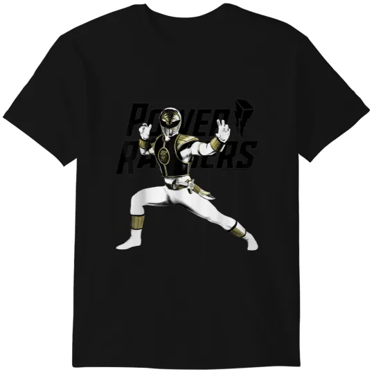 Discover Power Rangers White Ranger Action Pose Logo T-Shirt