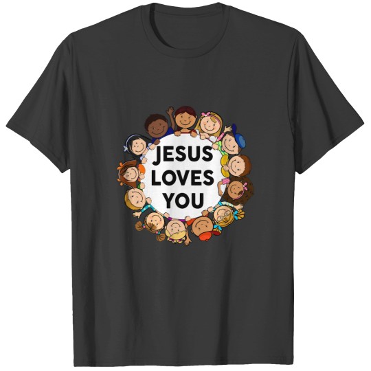 Discover christian faith jesus loves you cute kids boy girl toddler long t T-Shirts