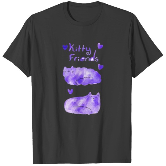 Discover Purple Watercolor Kitty Friends T-Shirts