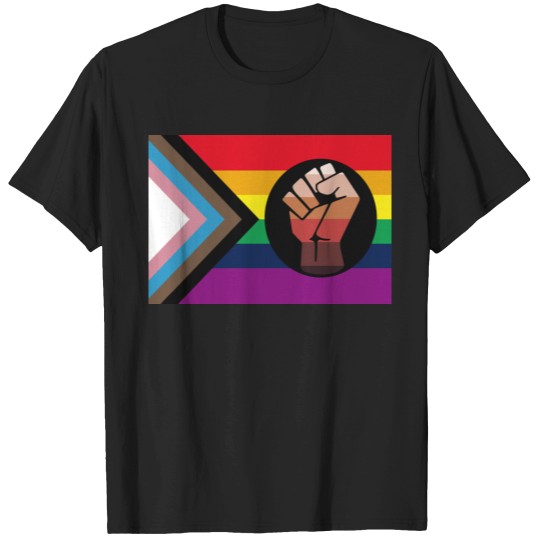 Discover Fist Progress Pride Flag Rainbow T Shirts