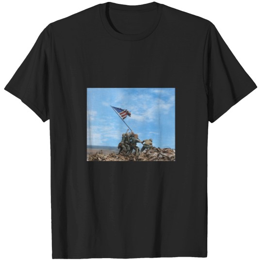 Discover Us Marines Raising The U.S. Flag On Mount Suribachi Battle Of Iwo Jima 1945 T-Shirts