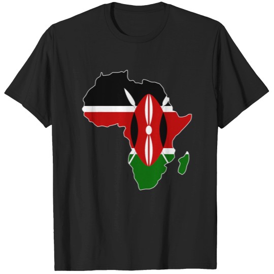 Discover Kenyan pride with Kenya flag clipped inside Africa map T-Shirts