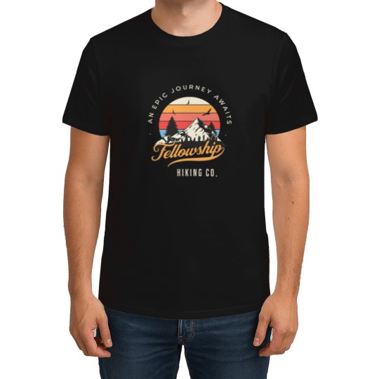 Discover Fellowship Hiking Co An Epic Journey Awaits Black Fantasy T-Shirts