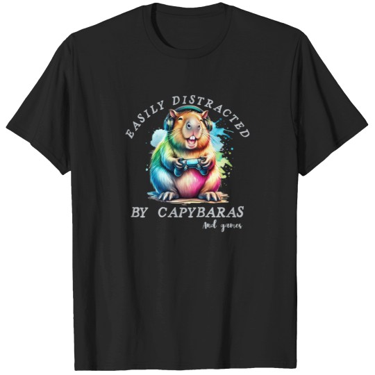 Discover Copy Of Easily Distracted By Cabybaras And Video Games T-Shirts