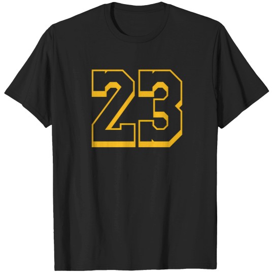 Discover 23 Yellow Number Twenty Three Black Basketball Sports Jersey 2 T-Shirts
