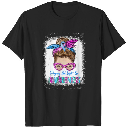 Discover Women Messy Bun Hair Pregnancy and Infant Loss Awareness Tank Top T-Shirts