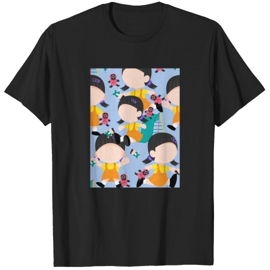 Discover Squid Cosplay Red Light Green Light Girl Playground Cute Netflix T-Shirts