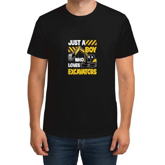 Discover Just A Boy Who Loves Excavators Kids Constructio T-Shirts