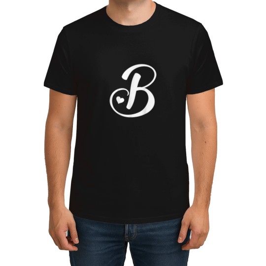 Discover white letter B monogram initial minimalist heart T-Shirts