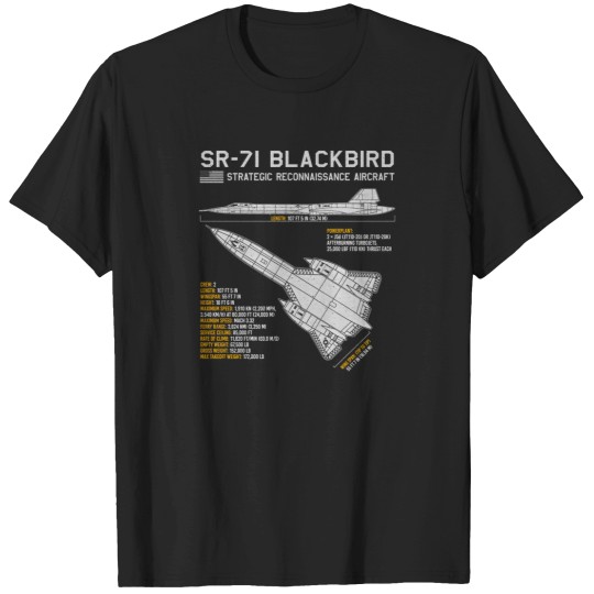 Discover Sr 71 Blackbird Us Aircraft Plane Usaf Airplane Blueprint Military Jet T-Shirts